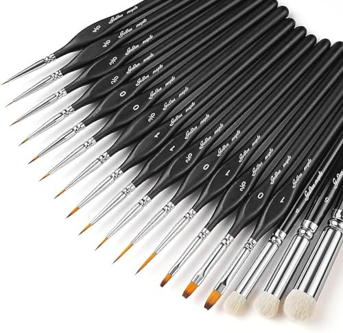 Golden Maple Dry Brush Miniature Painting, 18PC Miniature Paint Brushes Model Brushes Micro Detail Paint Brush Set, Fine Detailing for Acrylics, Watercolors, Figurine