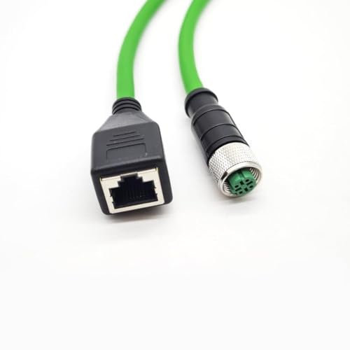 3.28ft M12 4 Pin to RJ45 Industrial Ethernet Cable, M12 4 Pin D Code Female to RJ45 Female Connector Cable High Flex Cat6 Shielded Field Wireable Cable Assembly for Automation Application 1Meter
