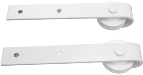 Kit de herrajes para puerta corrediza de granero, juego de ruedas de acero al carbono para estudio, dormitorio, sala de estar (blanco)