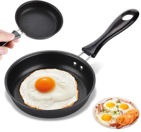 Mini Poêle à Oeuf 12 cm Avec Poignée - Induction Anti-Adhésive Pour Frire Oeufs, Bacon, Jambon, Steaks