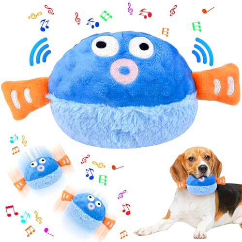 Bewegendes Hundespielzeug, Interaktives Hundespielzeug, Selbstrollender Ball Hund, Aktives Bewegliches Haustier-Plschspielzeug, Active Moving Pet Plush Toy for Haustier Hunde Trainingsball(Blau)