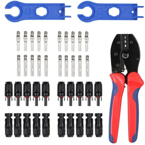 Solar Crimpzange Set, Solar Photovoltaik Zange mit 20Pcs Stecker Buchse Stecker für 2,5 4,0 6,0 mm² Solarpanel PV Kabel