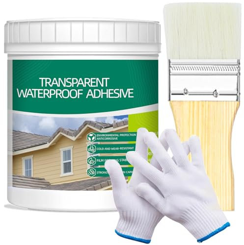 Qiveaory 500G/18Fl.oz Sigillante Impermeabile Liquido Trasparente Indoor Outdoor Agente Impermeabile Invisibile con Pennello di Legno Resistente al Taglio Guanti Da Lavoro
