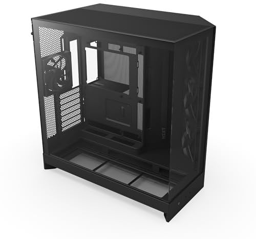 NZXT H9 Flow (2025) – Grande Case PC ATX Mid-Tower a Doppia Camera con Flusso d'Aria – Include 3 Ventole da 140mm e 1 da 120mm – Supporto Radiatore da 420mm – Vetro Temperato – Nero