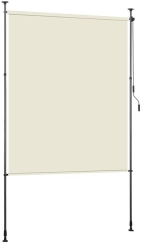 Hebitod Toldo vertical para balcón, exterior de 1,5 m x 2,7 m, protección solar, toldo vertical con revestimiento, protección visual, color beige