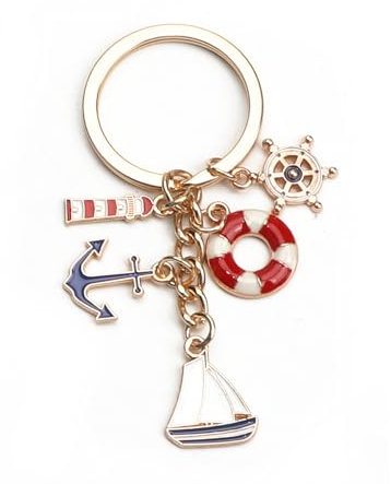 MUCOOS Bezaubernder Nautischer Schlüsselanhänger, Geschenk Für Freunde, Schwestern, Tante Oder Reisebegeisterte, Leuchtturm, Rettungsring, Schiffssteuerrad Und Ankeranhänger
