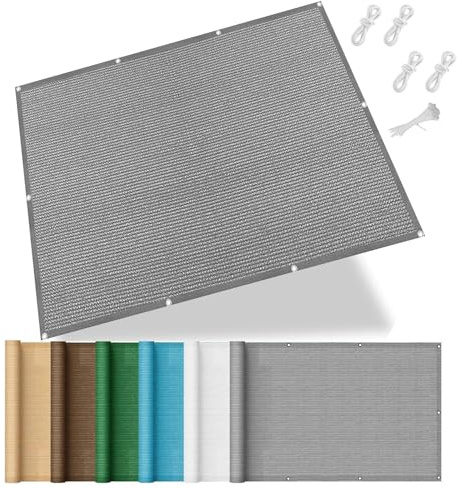 Sonnenschirm Segel Atmungsaktiv 120 x 180 cm HDPE Rechteckig UV Schutz Sonnenschutz Wetterschutz Sonnenschutz Netz Sunsegel für Balkon Garten, Grau