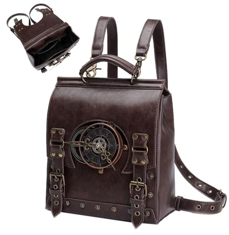 Generisch Frauen Steampunk Rucksack - Travel Backpack Steampunk Retro -Tasche, großer mittelalterlicher Rucksack Punk - in Pu | Frauenpunk -, Tasche, mitt