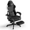 Huracan Silla Gaming con masajeador, sillas Gamer para Ordenador con reposapiés, Respaldo Ajustable, Gaming Chair ergonómico, para Jugadores 150 kg de Capacidad de Carga, Cuero de PVC, Blanco Negro
