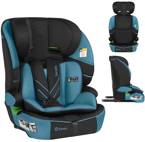 LIONELO Car Seat LEVI FIX I-SIZE Universal fit with ISOFIX or/& Seat Belt Installation for baby 12 months - 12 years old, Group 1/2/3, 76 to 150 cm, Side Impact Protection, 10-Step Headrest Adjustment