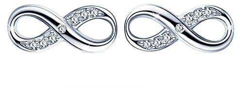 Unendlich U Modisch Unendlichkeit Zeichen Infinity Ohrstecker 925 Sterling Silber Zirkonia Damen Ohrringe Ohrschmuck