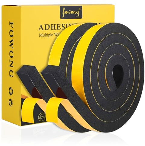 fowong Selbstklebend Schaumstoffband 25mm(B) x20mm(D)/4m -Abnehmbarer Klebstoff -Türdichtung Dichtungsband kochheld, Moosgummi selbstklebend, Kollision Anti-Rutsch Schalldämmung 2 Rollen je 2m lang