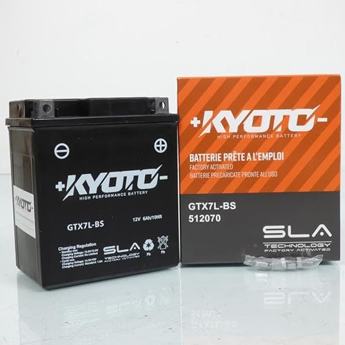 Batterie SLA Kyoto compatible avec Moto Derbi 125 Senda R Drd Racing 2009 à 2017 YTX7L-BS / 12V 6Ah
