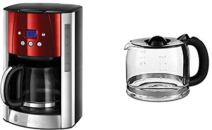 Russell Hobbs Luna Digitale Kaffeemaschine Luna rot 23240-56 + Russell Hobbs Ersatzglaskanne 700131