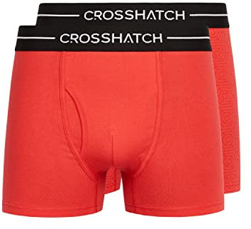 Crosshatch - Mens 'HEXTER' Everyday Essential Multipack Boxer Shorts - 2 Pack - Red - L