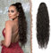 FESHFEN Lange Zopf Pferdeschwanz Haarextension mit kordelzug Lang Wellig Lockig Natürliches Schwarz Synthetik Haarverlängerung Natürliches Clip in Haarteil Ponytail Kunsthaar Haarzopf für Damen 65cm