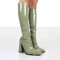 BINDT Sexy Kniestiefel, Lange Röhre, Super-High-Heel, Lackleder, Nachtclub, Pole-Dance, große, oberschenkelhohe Stiefeletten,Grün,39