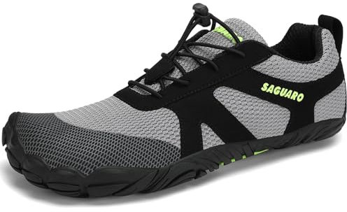 SAGUARO Barfußschuhe Damen Herren Zehenschuhe Traillaufschuhe Weich Bequem Barfussschuhe Fitnessschuhe Männer Frauen Trainingsschuhe für Joggen Laufen Wandern, Wolken Grau, 43 EU