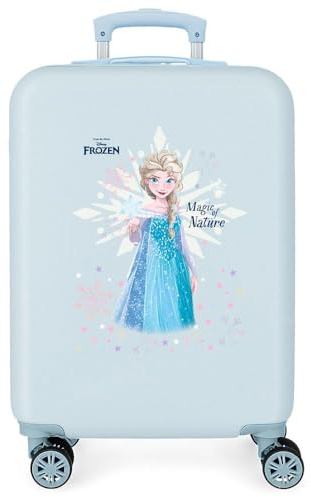Disney Joumma Bags Frozen Magic Ice Kinderkoffer, aus ABS, einem robusten und leichten Material, Vier multidirektionale Doppelrollen, seitlicher Kombinationsverschluss für sicheres Reisen, blau, 55 x