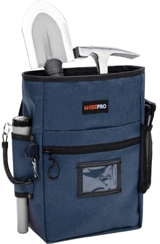 WISEPRO Metal Detecting Finds Bag, Multi-Purpose Digger Tools Pouch Bag for PinPointer - Heavy Duty Metal Detector Accessory (Blue)