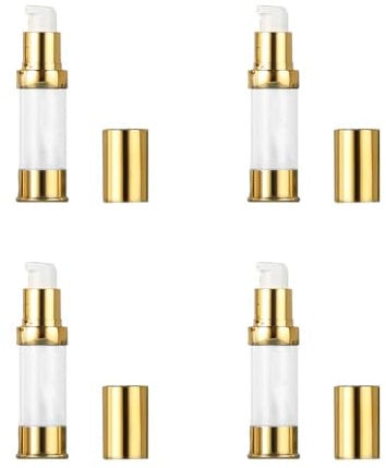 4Pcs 30ml/1oz4Pcs 30ml/1oz Empty Plastic Airless Pump Bottle Refillable Vacuum Pump Press Bottles Storage Containers with Golde Head