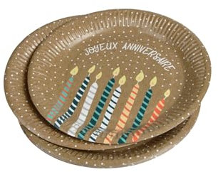Homéa, Juego de 6 Platos De Cartón D18Cm Cumpleaños Kraft