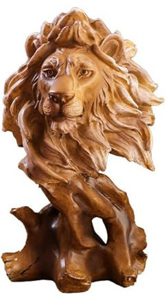 MINGZHE Tierische Löwenkopf-Skulptur, Heimdekoration, Wildtier-Pferdekopf-Statue für Tischdekoration, Harz-Tigerbüste, Skulptur für Regaldekoration, Figur, Sammlerstück, Geschenk(Löwe)