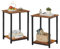 WLIVE Beistelltisch klein, 2er Set, Nachttisch schmal mit offenem Stauraum, für Schlafzimmer, Wohnzimmer, mit Metallrahmen, Vintagebraun-Schwarz