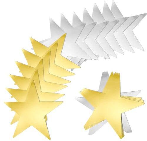 SOFPLATE 36 Stück 11 Zoll Stern Ausschnittpapier Glitzersterne Silber Golden Doppelseitig Bedruckt Glänzender Glitzer Schimmernder Kunst Konfetti Ausschnitt Für DIY Bastelarbeiten Pinnwand Klassenzimm