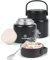 Dreamhigh® Thermos Alimentaire Chaud 800 ml, Acier Inoxydable Boite Repas Isotherme avec Poignée, boite alimentaire isotherme avec Cuillère, sans BPA, pour Ecole, Bureau, Camping (Noir)