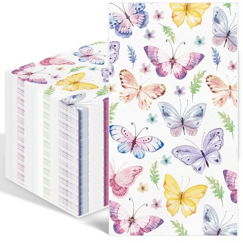 Schmetterling Party Servietten, Servietten Frühling Frühling Tischdeko, Rosa Servietten Schmetterling, Papierservietten für Mädchengeburtstag Tischdekorationen, Servietten Geburtstag Hochzeit Party