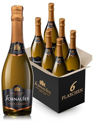 Schnaufer Chardonnay Brut – Trocken & Frisch mit feinem Mousseux – Jahrgangs Sekt - Familienkellerei seit 1918 aus Baden-Württemberg (6 x 0,75L)