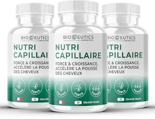 Bioceutics Vitalité Cheveux | Complément Alimentaire Cheveux Pour Pousse Rapide Et Densité | Vitamine Peau Et Ongles Avec Zinc Et Biotine | Programme 3 Mois De 90 Biotine Gélules