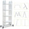 Todeco 6 en 1 Échelle Pliante, 4.7m Télescopique Aluminium Multifonction Extensible et Polyvalente Escabeau à Haute Résistance avec Charnières de Sécur
