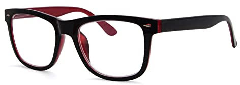 Eyekepper Design Reading Glasses Square Large Lenses Reader Eyeglasses for Women Reading Spring-Hinges Black-Red