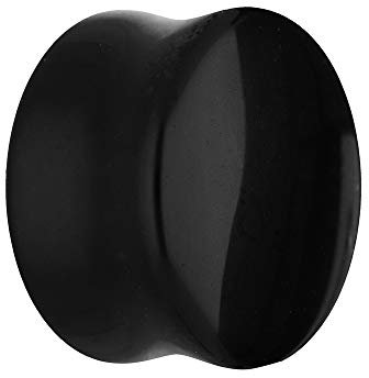 Treuheld® | 10mm Glas Ohr Plug/Flesh Tunnel | Schwarz | Double Flared | Ohne Gewinde | Damen und Herren | Hautfreundlich & Antiallergen