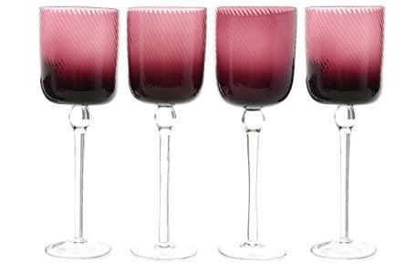 Premier Housewares Nile Verres à vin, Lot de 4, Violet, 9 x 9 x 25 cm