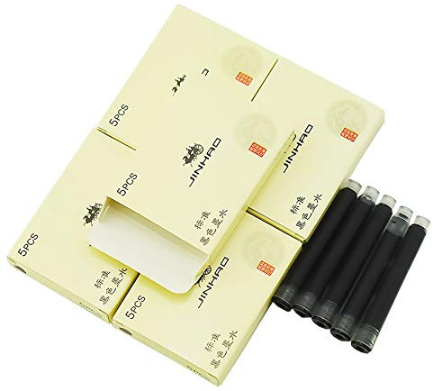 Jinhao Fountain Pen Ink Refill Cartridges International Standard Size, 30 PCS, Black Color