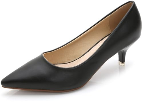 WUIWUIYU Women's Girls' Fashion Pointed Toe Kitten Heel Pump Shoes