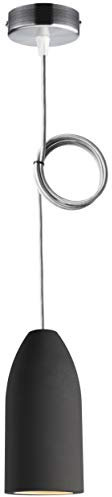 Buchenbusch urban design Betonlampe dark edition 7,5 x 16 cm, Deckenlampe einflammig, LED Pendelleuchte mit Textilkabel Silber, Hängelampe Esstisch Küche Wohnzimmer, Baldachin gebürstet