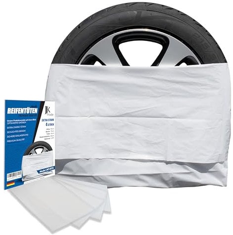 JK Trade® EXTRA Starkes 4-TLG. Premium Reifentüten Set zur Reifen Aufbewahrung & Lagerung Ihrer Autoreifen, Reifensack Set, Felgen Tasche, passend für 16, 17, 18, 19, 20 Zoll (Weiß)