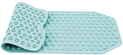 Tatkraft Secure - Badewannenmatte rutschfest - 40x103cm - Waschmaschinenfest - Natürlich Gummi Rutschmatte Badewanneneinlage oder Dusche - BPA Frei - Schimmelresistent - Hergestellt in Italien - Blau