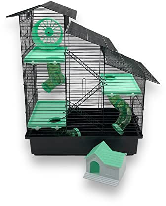 ZooPaul Hamsterkäfig XXL mit Zubehör grün schwarz Maus Nager Käfig Burg Treppe Tunnelsystem
