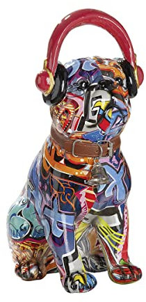 Gilde Poly Mops Pop Art sitzend VE 2 (BxHxL) 13 cm x 30 cm x 20,5 cm Graffiti, Kopfhörer auf den Ohren Sie kaufen Hier Immer EIN Set von 2 gleichen Artikeln.