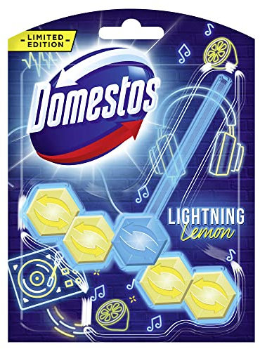 Domestos Power 5 WC-Stein Lightning Lemon WC-Reiniger Volle Power bis zu 300 Spülungen 55 g 1 Stück