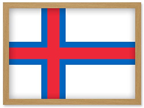 Artery8 Faroe Islands National Flag Patriotic Vexillology World Flags Country Region Poster Artwork Framed Wall Art Print A4