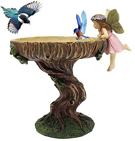 Blogiiup Angel Fairy Girl Bird Bath Sculpture,Angel Fairy Statues,Garden Resin Ornaments, Garden Resin Angel Girl Garden Figures Ornaments for Yard Art Lawn Patio