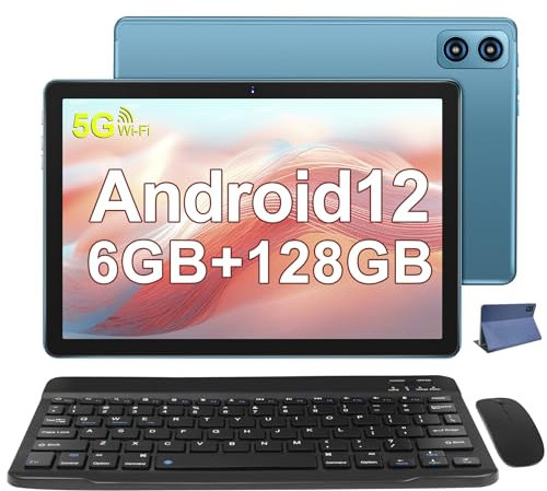 WOZIFAN Tablet 10.1 Zoll Android 12 Tablet PC 6GB RAM + 128GB ROM + TF 512GB Octa-Core 2.0Ghz, | 8000mAh | 5G WiFi | Bluetooth 5.0 | 1280 * 800 Pixels | 5MP+13MP, Tablet mit Tastatur und Maus Blau