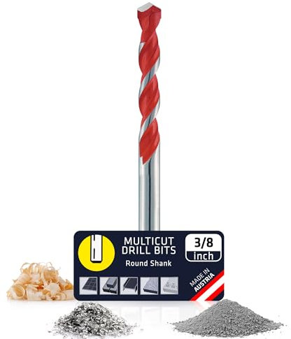 Alpen Multicut-Bohrer, 0,95 cm (3/8 Zoll), für vielseitiges Bohren in Fliesen, Mauerwerk, Metall, Holz und Kunststoff, langlebiges Hartmetallspitzen-Bohrer-Set mit zylindrischem Schaft (zylindrisch,