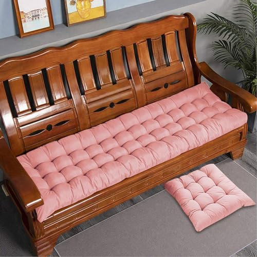 Rr tianshi Dickes Baumwoll-Bankkissen, 2-/3-Sitzer, Baumwoll-Sofa-Bank, Sitzkissen, langes Sitzkissen für Zuhause/Garten/Terrasse/Schaukel/Innenbereich (120 x 40 cm, Rosa)
